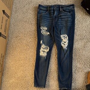 American Eagle Outfitters Dark Blue Distressed Jeans